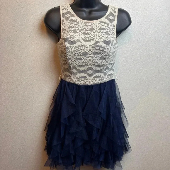 TEEZE Me Juniors Lace Ruffled A-Line Dress. - Picture 3 of 12